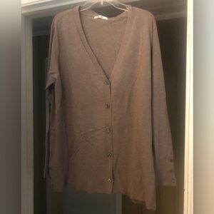 Taupe Button-Up Sweater Cardigan